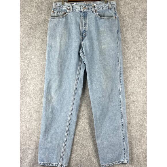 Vintage Levis 550 Jeans Mens 36x34 Relaxed Fit Light Wash 90s Thrashed Destroyed - Picture 1 of 16